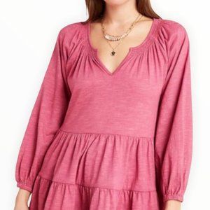 Maeve Anthropologie Isola Pink Babydoll Top